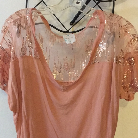 Must be bundled. May be Vintage. Threads Dusty Rose Sequin Tee - Picture 6 of 6